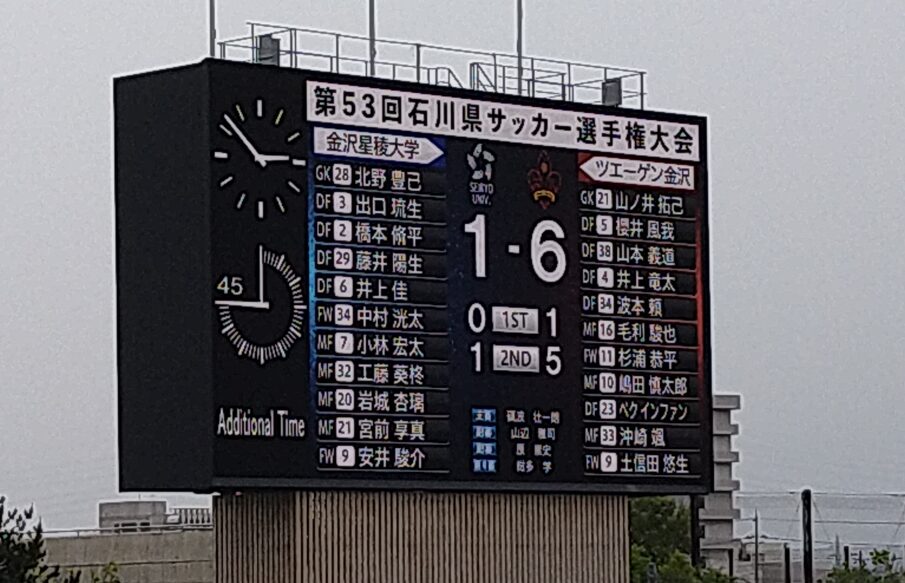 第53回石川県サッカー選手権大会決勝結果